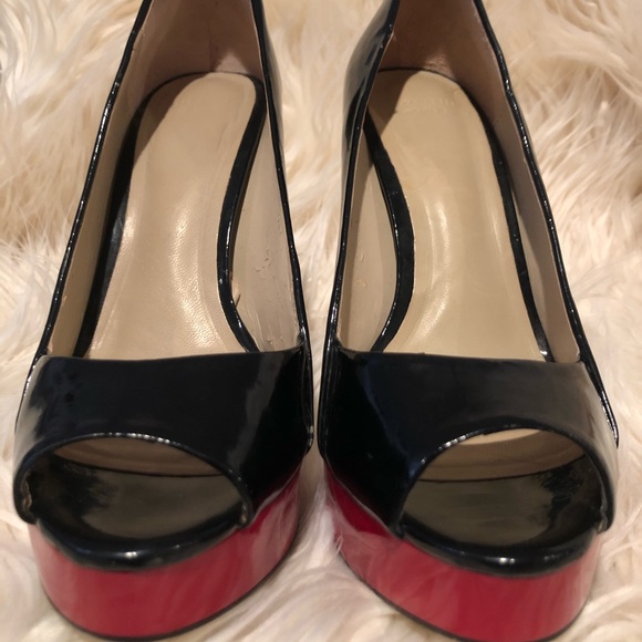 Black and Red, Platform, Peep-Toe Heels, Size 8/9 - Picture 2 of 6